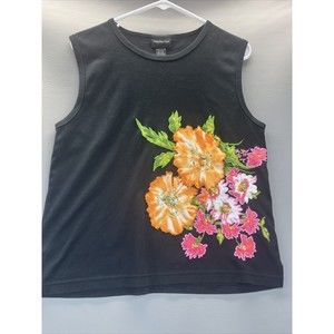 Morgan Cole Womens Black Tropical Floral Tank Size Medium